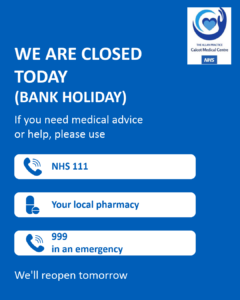 Bank Holiday   We Are Closed Today